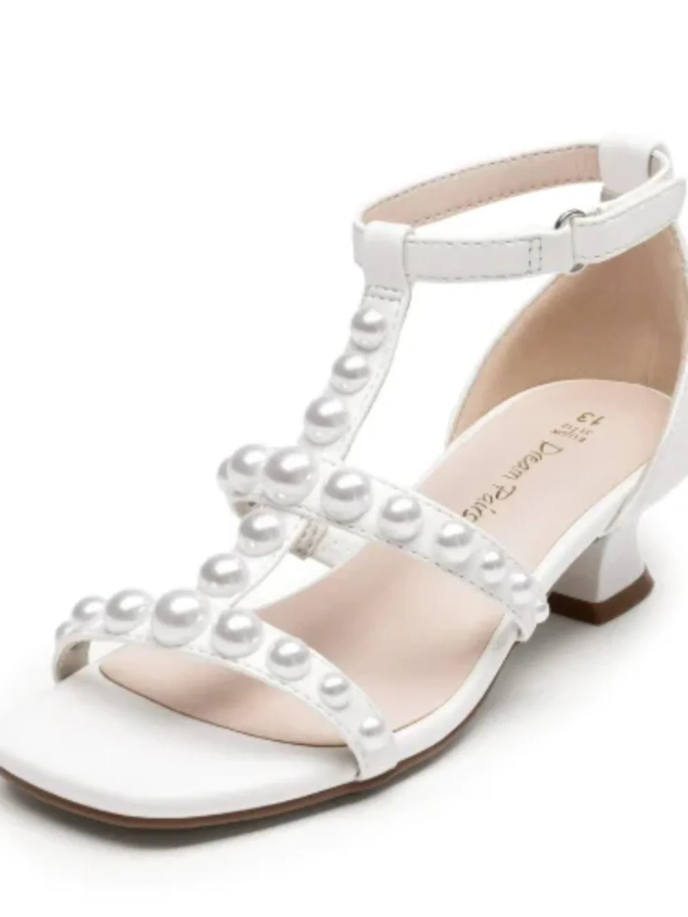 NWT Girl’s Amazon White Kitten Heel Dress Shoes Size 3
